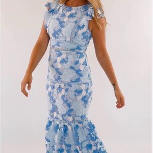 Boutique Blue Maxi Lace Dress |